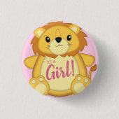 Badge Rond 2,50 Cm Lion Baby shower rose (Devant)