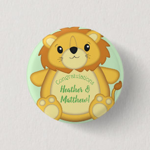 Badge Rond 2,50 Cm Lion Baby shower vert
