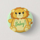 Badge Rond 2,50 Cm Lion Baby shower vert (Devant)