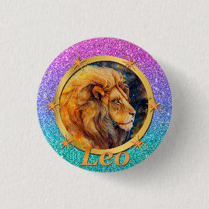 Badge Rond 2,50 Cm Lion d'or Horoscope du zodiaque Un Motivant Inspir
