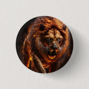 Badge Rond 2,50 Cm Lion Flamme