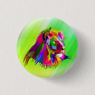 Badge Rond 2,50 Cm Lion Head Prismatic Pop Art Design-62502