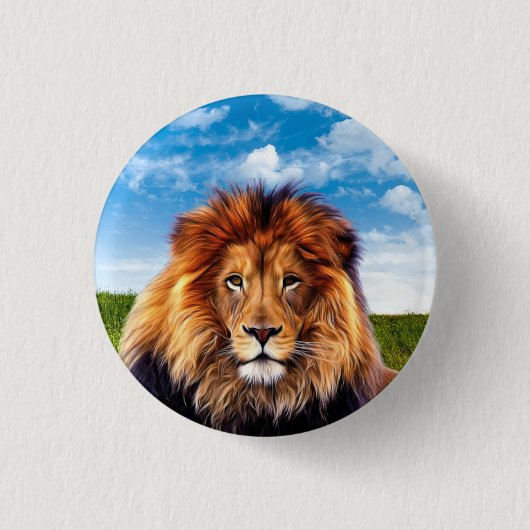 Badge Rond 2,50 Cm Lion le roi de la forêt (Devant)