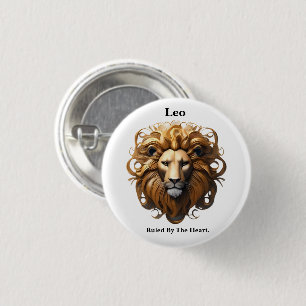 Badge Rond 2,50 Cm Lion, Lion, Dirigé Par Le Coeur,