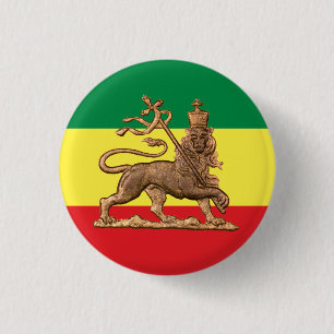 Badge Rond 2,50 Cm Lion of Judah - Haile Selassie - Tramafari Button