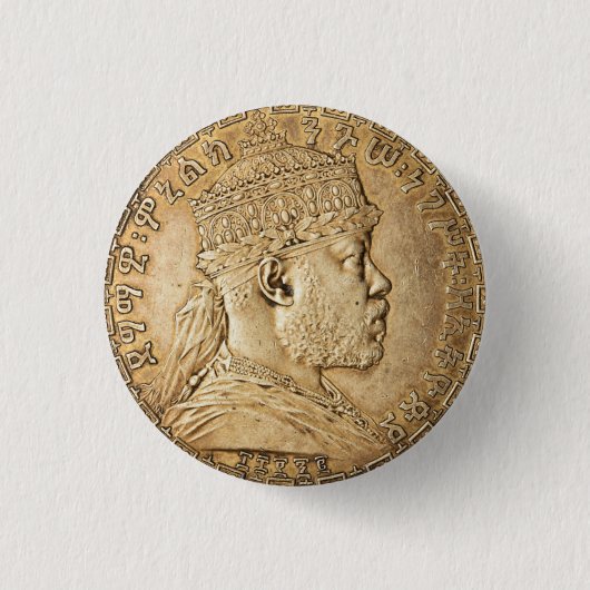 Badge Rond 2,50 Cm Lion of Judah Jah Army Menelik II Rasta Roots (Devant)