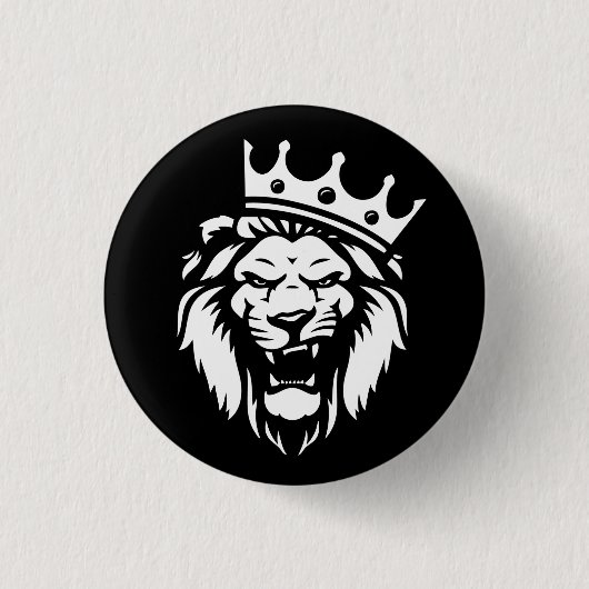 Badge Rond 2,50 Cm Lion rugissant avec couronne (Devant)