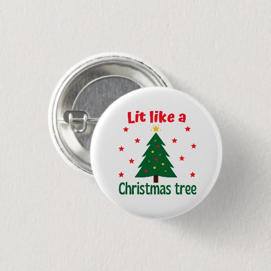Badge Rond 2,50 Cm Lit Comme Un Arbre De Noël Noël (Devant & derrière)