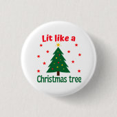 Badge Rond 2,50 Cm Lit Comme Un Arbre De Noël Noël (Devant)
