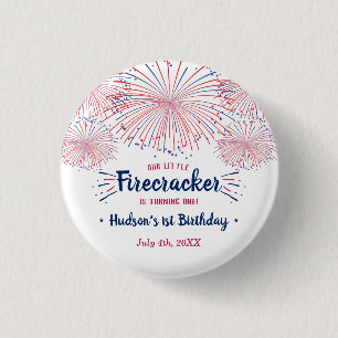 Badge Rond 2,50 Cm Little Firecracker 4 juillet 1ère fête d'anniversa