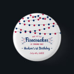 Badge Rond 2,50 Cm Little Firecracker 4 juillet 1ère fête d'anniversa<br><div class="desc">Célébrez en style avec ces boutons tendance de fête du 1er anniversaire. Ce design est facile à personnaliser avec votre libellé d'événement spécial et vos invités seront ravis quand ils verront ces fabuleux boutons de faveur. Les éléments correspondants se trouvent dans la collection.</div>