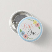 Badge Rond 2,50 Cm Little One Floral Baby's First Birthday Party Butt (Devant & derrière)
