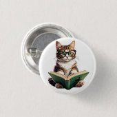 Badge Rond 2,50 Cm Livre de lecture Cat (Devant & derrière)