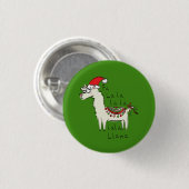 Badge Rond 2,50 Cm Llama Cute Drôle Noël Vacances (Devant & derrière)