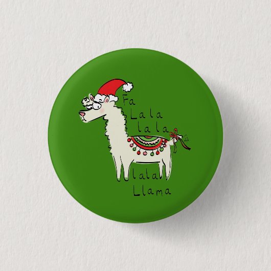Badge Rond 2,50 Cm Llama Cute Drôle Noël Vacances (Devant)