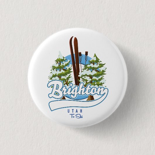 Badge Rond 2,50 Cm Logo Brighton Utah pour skier (Devant)
