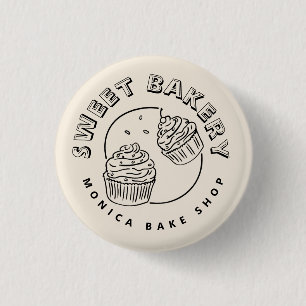 Badge Rond 2,50 Cm Logo de boulangerie sucrée vintage