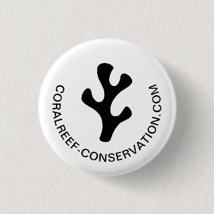 Badge Rond 2,50 Cm Logo de corail blanc noir simple et professionnel