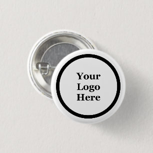 Badge Rond 2,50 Cm Logo de marque noir et blanc avec bordure
