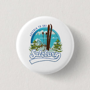 Badge Rond 2,50 Cm Logo de ski à Salzbourg en Autriche.