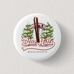 Badge Rond 2,50 Cm Logo de ski Blue Hills Massachusetts