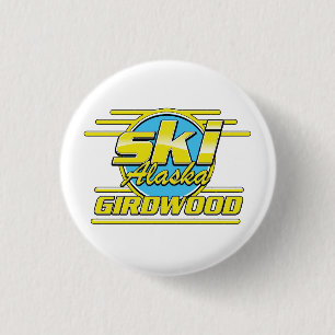 Badge Rond 2,50 Cm Logo de ski Girdwood Alaska 80s