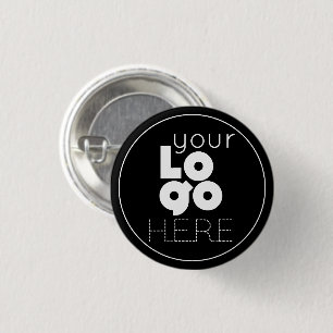 Badge Rond 2,50 Cm logo de votre entreprise blanche sur simple pinbac