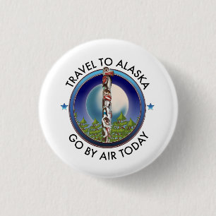 Badge Rond 2,50 Cm logo de voyage en Alaska