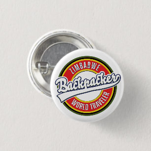 Badge Rond 2,50 Cm Logo de voyageur sac à dos Zimbabwe monde.