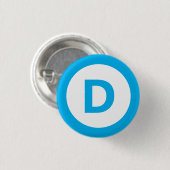 Badge Rond 2,50 Cm Logo du parti démocrate en bleu turquoise sur blan (Devant & derrière)