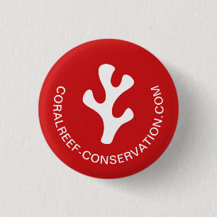 Badge Rond 2,50 Cm Logo minimaliste moderne en corail blanc rouge