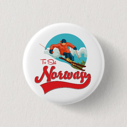 Badge Rond 2,50 Cm Logo Norvège à Ski. (Devant)