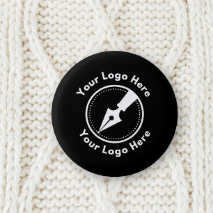 Badge Rond 2,50 Cm Logo personnalisé Entreprise Noir moderne Noir Noi