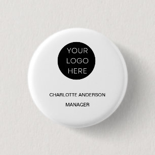 Badge Rond 2,50 Cm Logo personnalisé Moderne Minimaliste Blanc