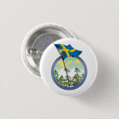 Badge Rond 2,50 Cm Logo rétro de Suède (Devant & derrière)