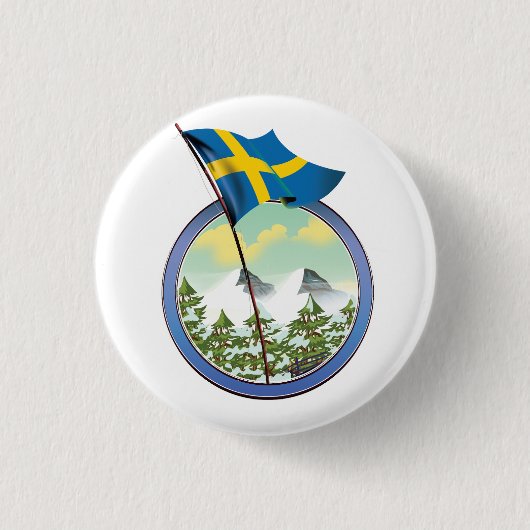 Badge Rond 2,50 Cm Logo rétro de Suède (Devant)