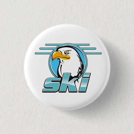 Badge Rond 2,50 Cm Logo ski aigle doré rétro (Devant)