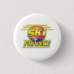 Badge Rond 2,50 Cm logo ski France 80s.