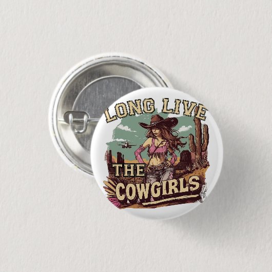 Badge Rond 2,50 Cm Long live the cowgirl (Devant & derrière)