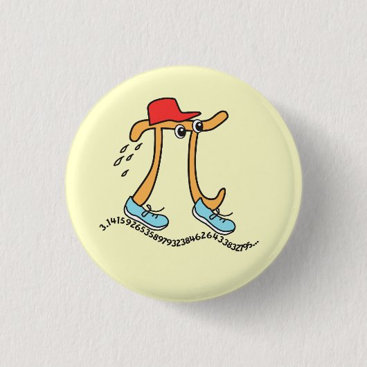 Badge Rond 2,50 Cm Long Running Pi - Drôle Pi Guy Button (Devant)