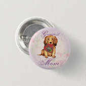 Badge Rond 2,50 Cm Longue Dachshund Heart Maman (Devant & derrière)