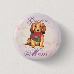 Badge Rond 2,50 Cm Longue Dachshund Heart Maman