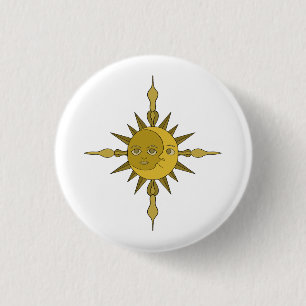Badge Rond 2,50 Cm L'ornement du soleil et de la lune