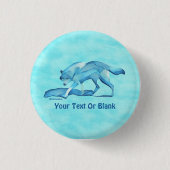 Badge Rond 2,50 Cm Loup Bleu Sur Neige (Devant)