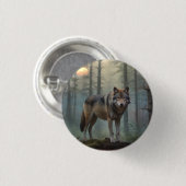 Badge Rond 2,50 Cm Loup dans la forêt (Devant & derrière)