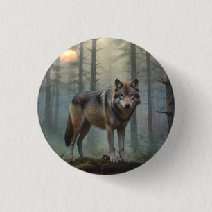 Badge Rond 2,50 Cm Loup dans la forêt