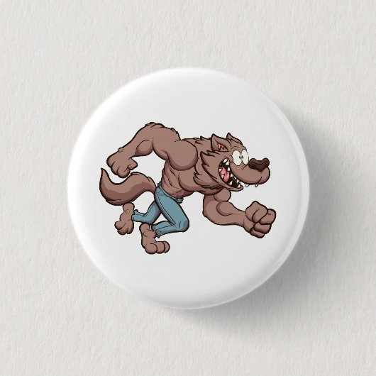 Badge Rond 2,50 Cm Loup-garou en course (Devant)
