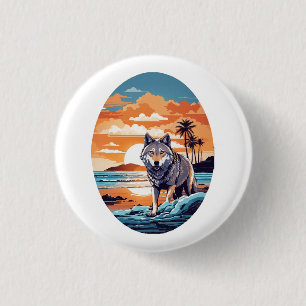 Badge Rond 2,50 Cm Loup sur la plage