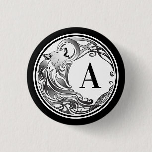 Badge Rond 2,50 Cm Loup Tribal - Monogramme ombré