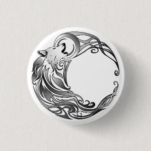 Badge Rond 2,50 Cm Loup tribal - Ombragé